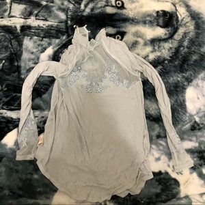 free people baby blue mesh lace dress shirt